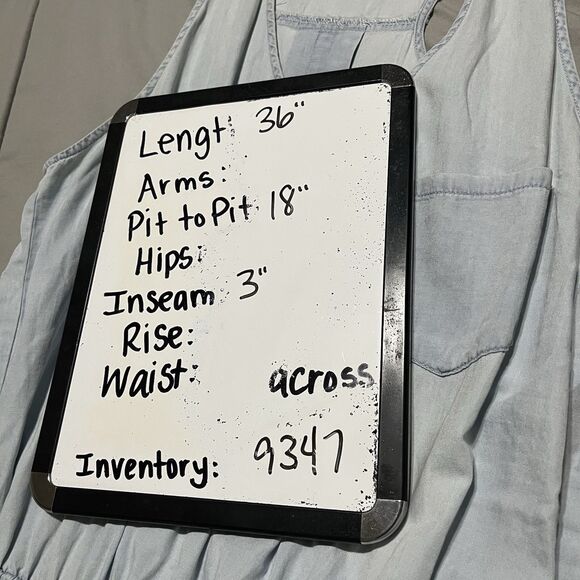 Aaron & Amber Chambray Light Blue Romper Shorts Womens Size M Tencel - Picture 9 of 9